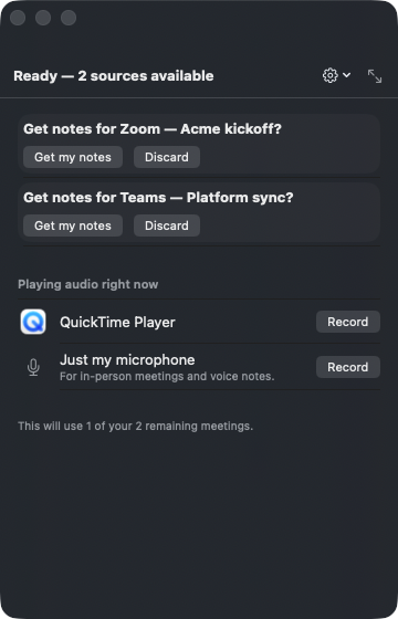 The same notes offer in dark appearance