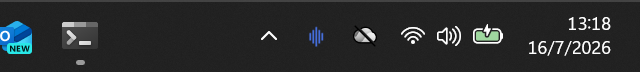 The same tray icon on the dark Windows taskbar