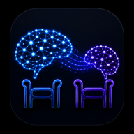 Paredra logo, two figures sitting side by side